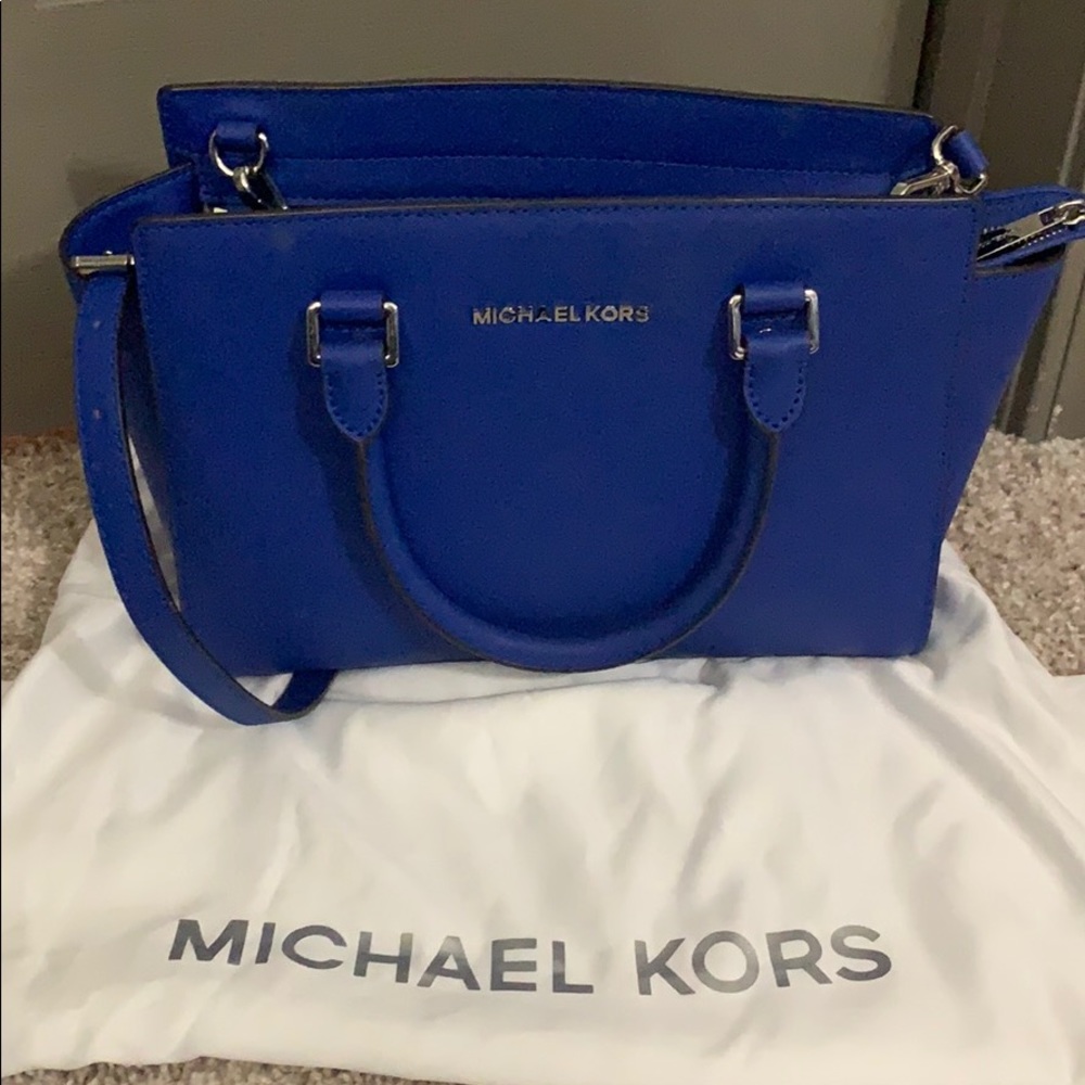 MK Electric Blue Medium Selma Satchel
